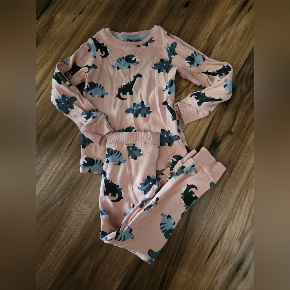 Dinosaur Print Kids Pajamas - Pink